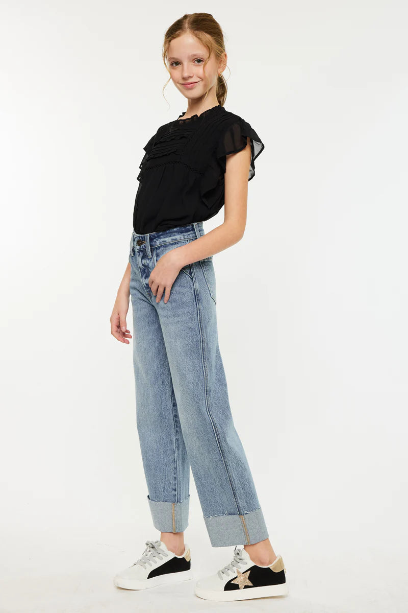 Girls Kancan Danielle 90s Crop Wide Leg Jeans