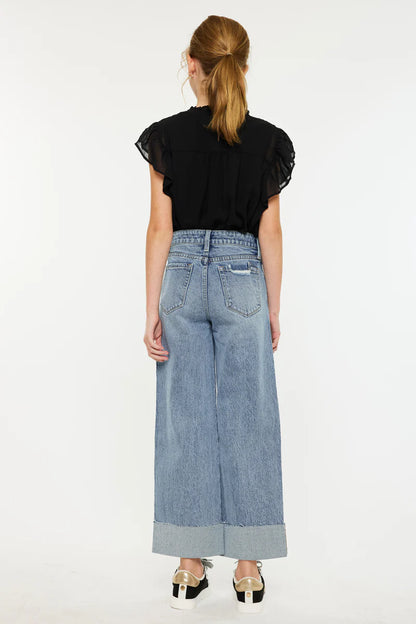 Girls Kancan Danielle 90s Crop Wide Leg Jeans