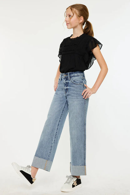 Girls Kancan Danielle 90s Crop Wide Leg Jeans