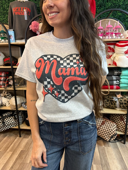 Checkered Heart Mama Tee