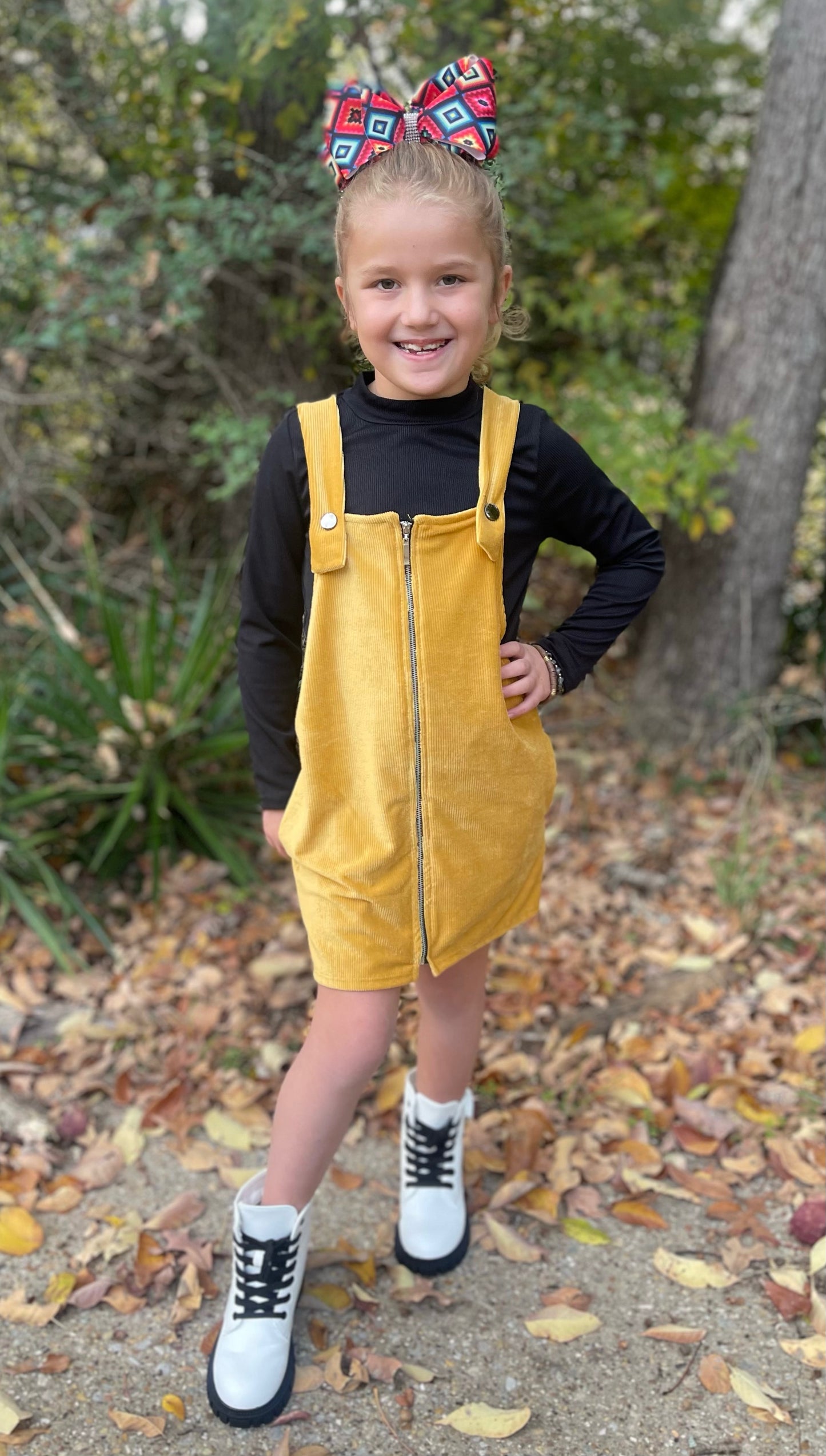 Girls Corduroy Zip Dress