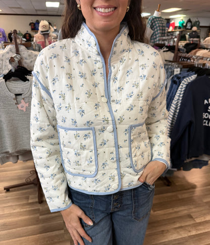 Tempest Quilted Blue Floral Jacket