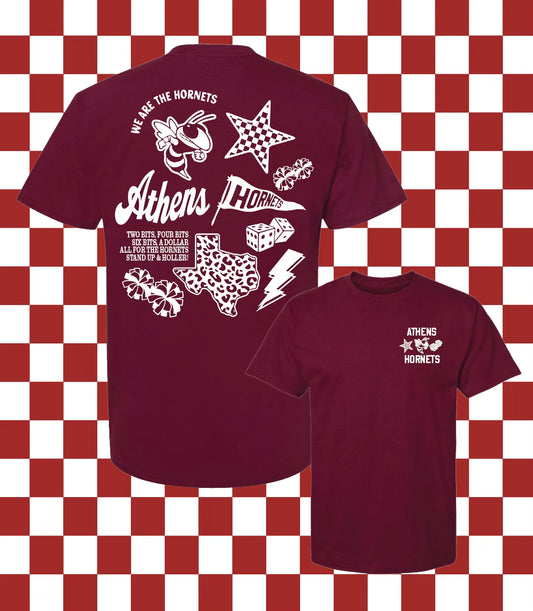 **PREORDER** Mascot Collage Athens Hornets Maroon Tee