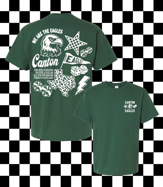 Mascot Collage Canton Eagles Green Tee
