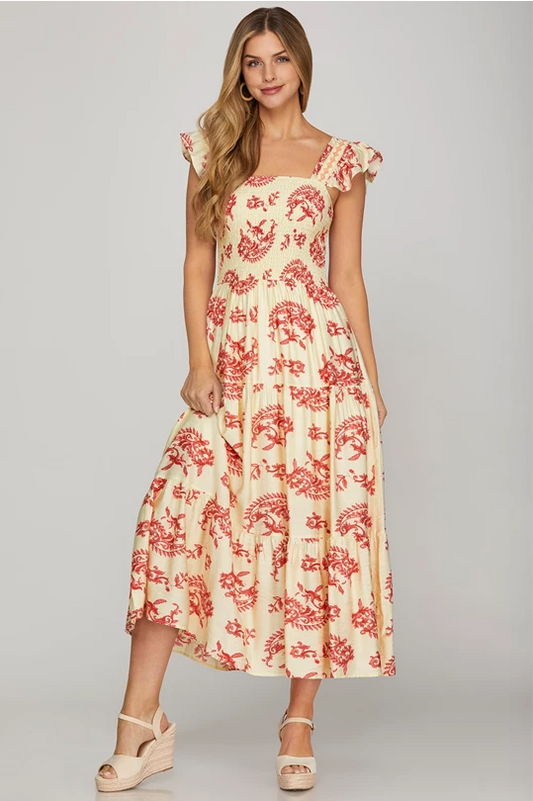Lucedale Filigree Tiered Red Dress