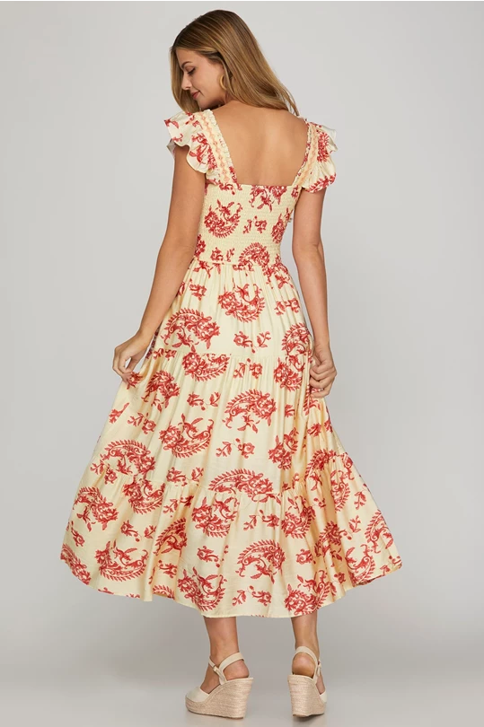 Lucedale Filigree Tiered Red Dress