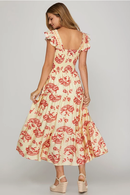 Lucedale Filigree Tiered Red Dress