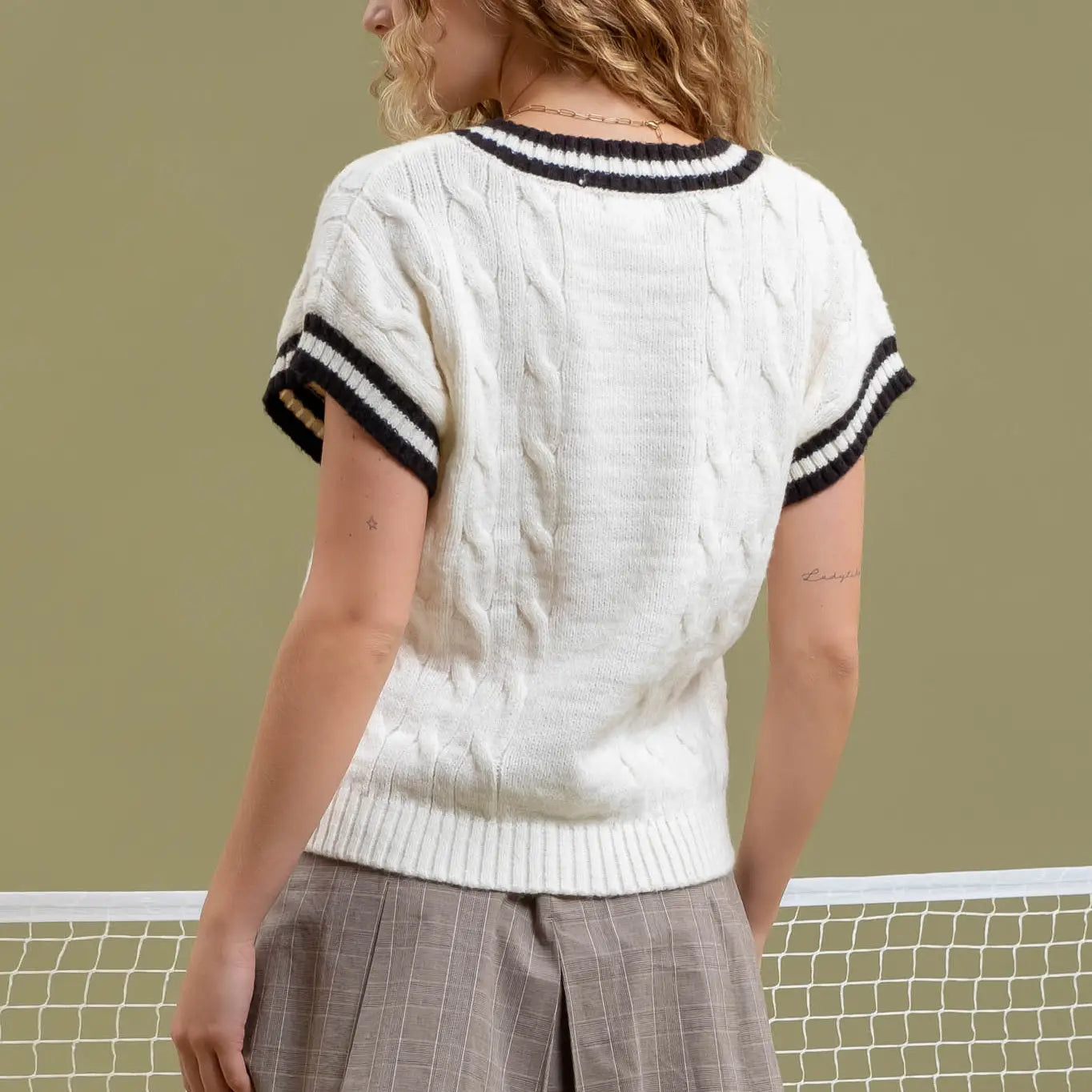 Carlin Cableknit Short Sleeve Sweater