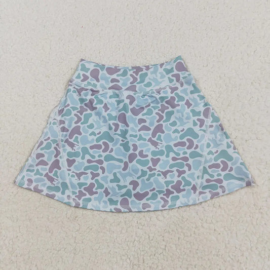 Girls Duck Camo Green & Blue Skort
