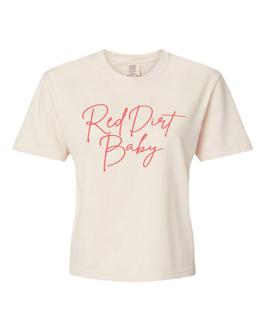 "Red Dirt Baby" Ivory Boxy Tee