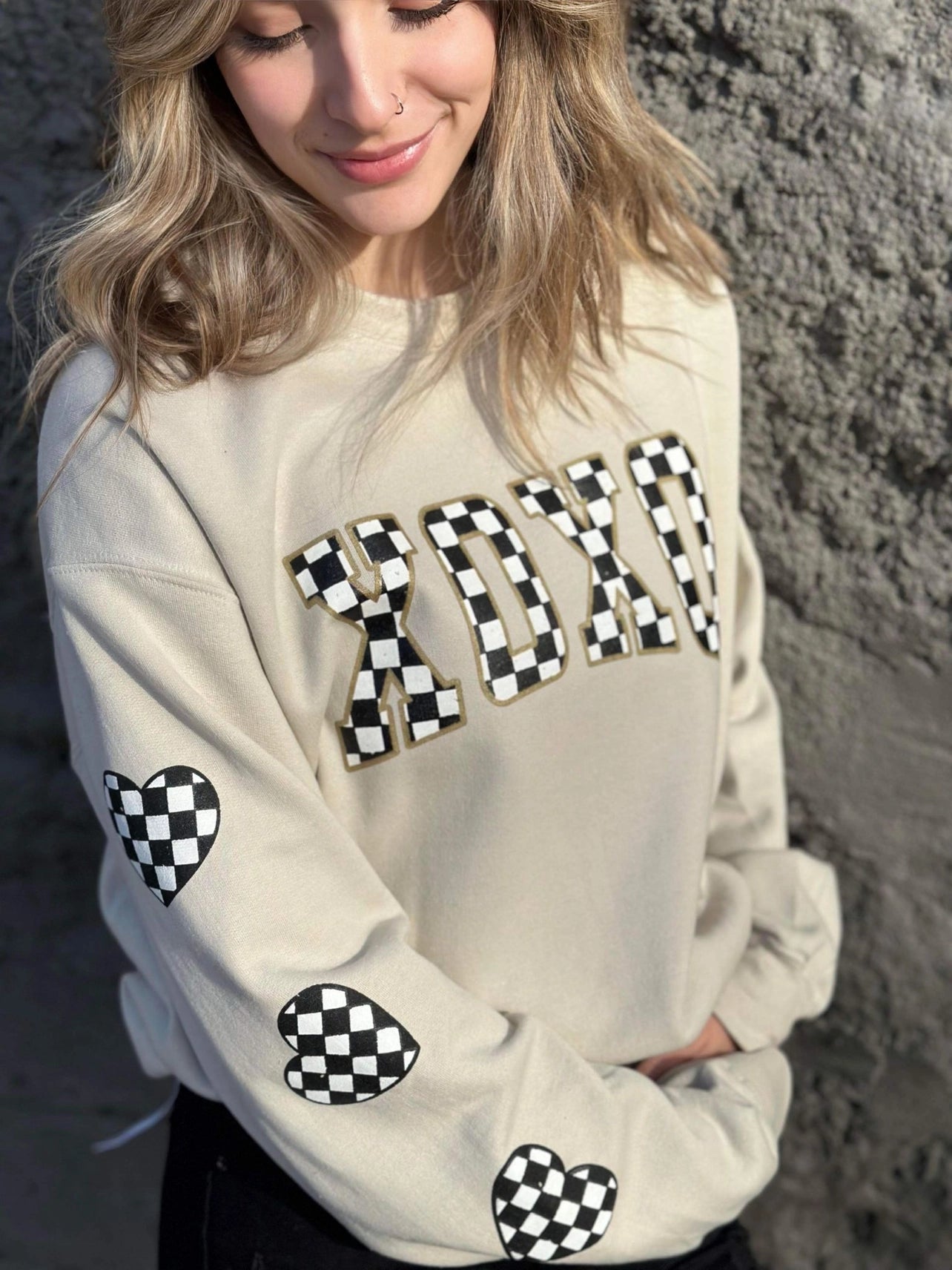 Checkered XOXO Sweatshirt