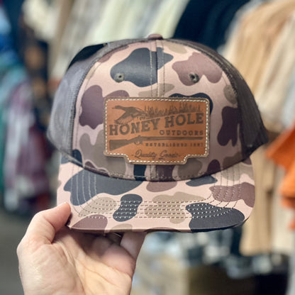 Youth Honey Hole Leather Shotty Duck Camo Hat