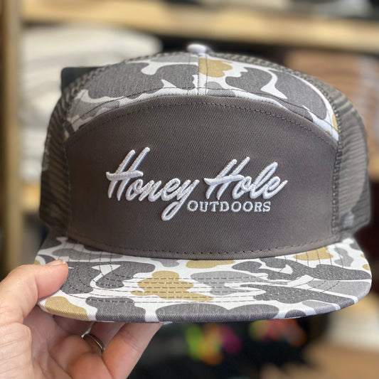 Mens Honey Hole Smoke Camo 7 Panel Hat