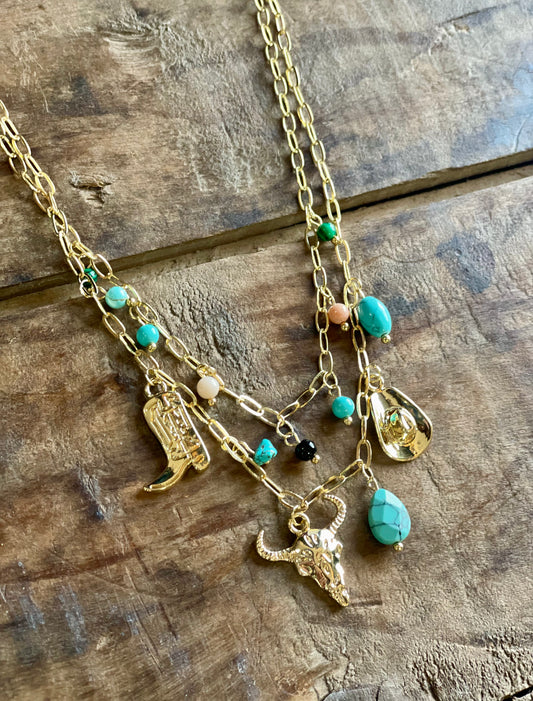 Laramie Turquoise Layered Charm Necklace