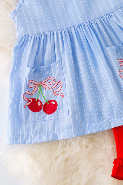 Girls Cherry Bow Tunic Set