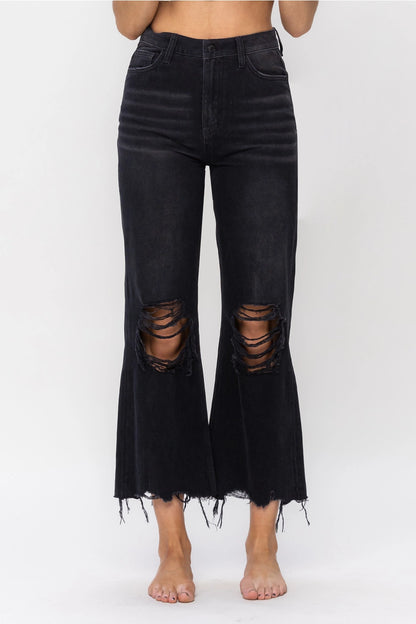 Leslie Vervet Black Crop Flares