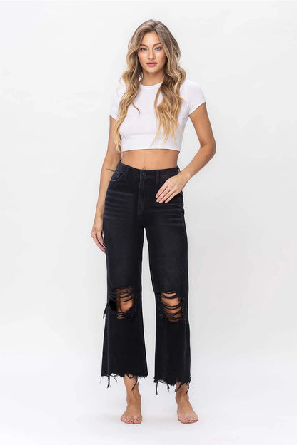 Leslie Vervet Black Crop Flares