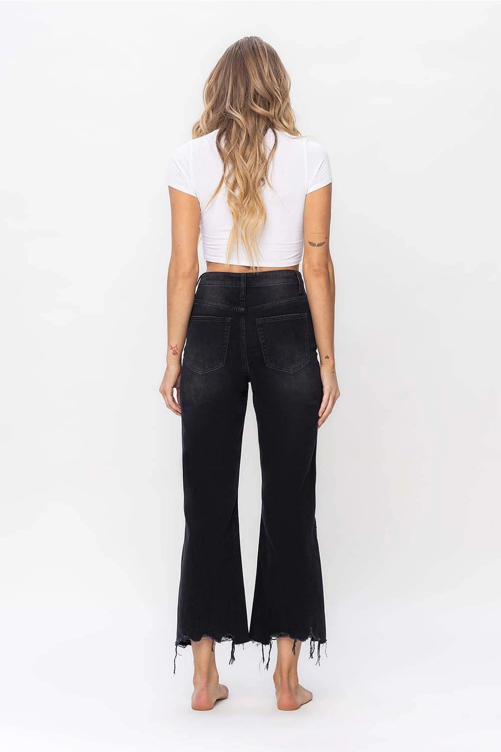 Leslie Vervet Black Crop Flares