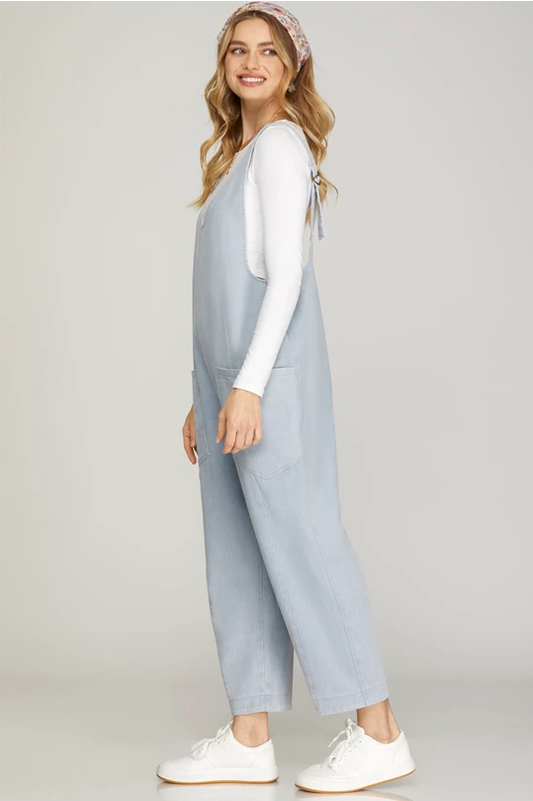 Maren V Neck Blue Denim Jumpsuit
