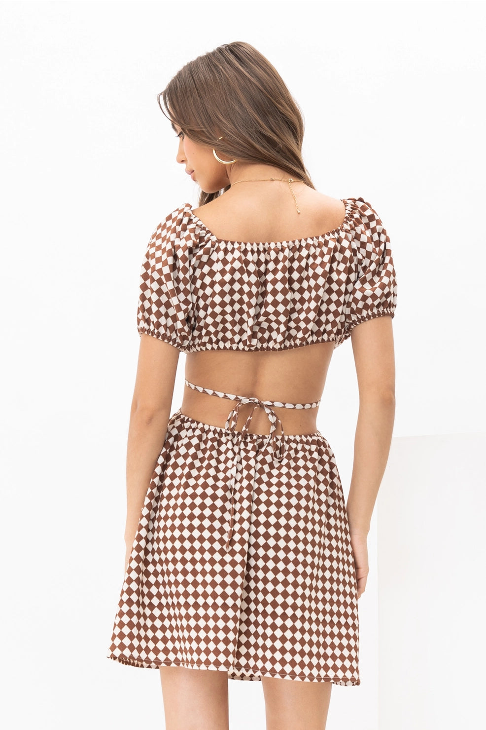 Checkered Cut Out Dress