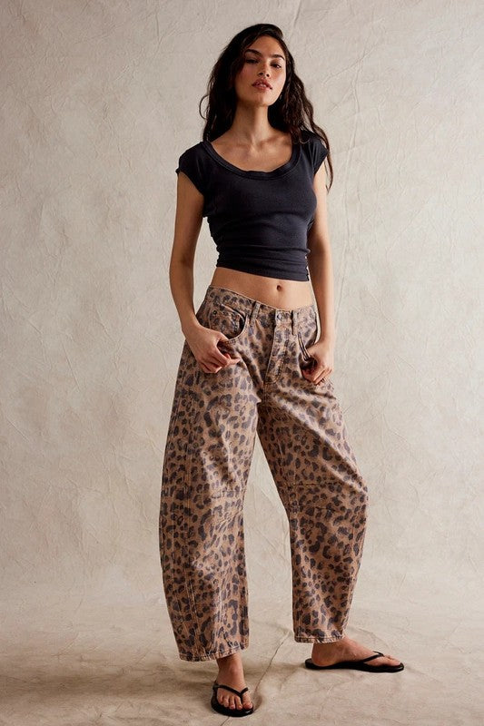 Cali Leopard Barrel Pants