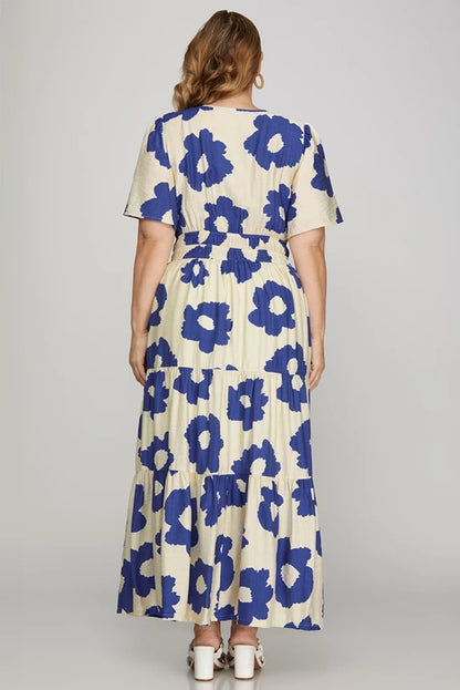 Brooke Mod Floral Royal Blue Maxi Dress