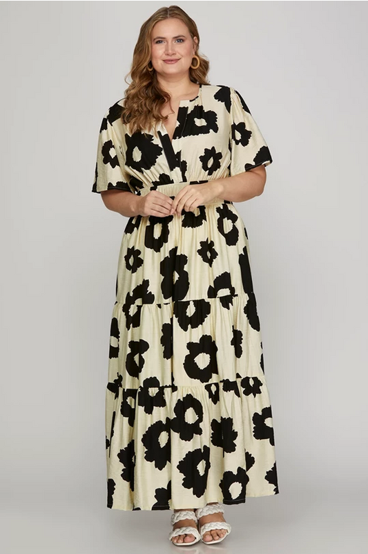 Brooke Mod Floral Black Maxi Dress