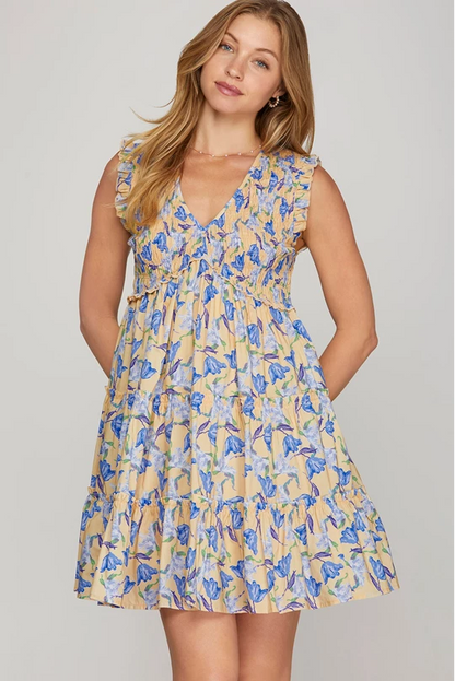Morgan V Neck Floral Tulip Dress