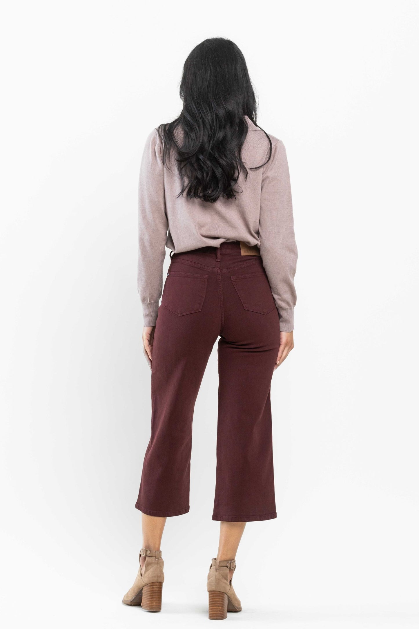 Portland Judy Blue Merlot Tummy Control Crop Wide Jeans