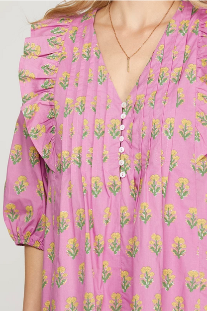 Sunday Peasant Pink Floral Dress