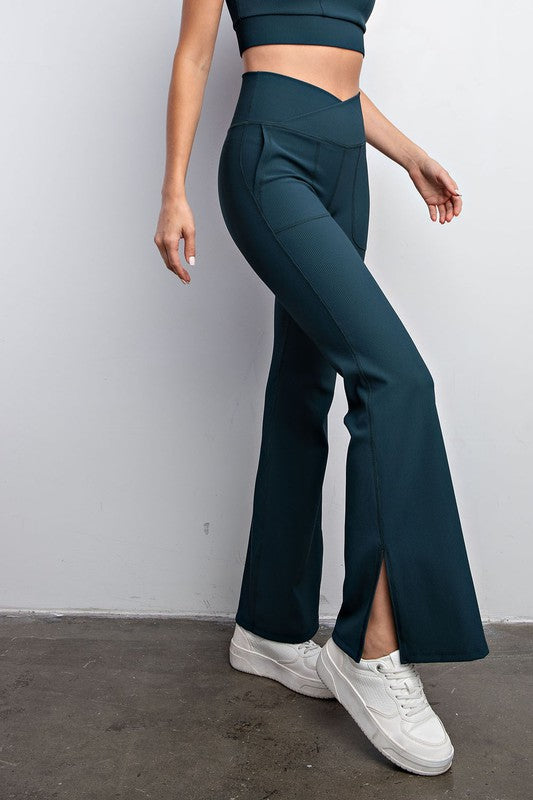 Ribbed V Waist Flared Pant