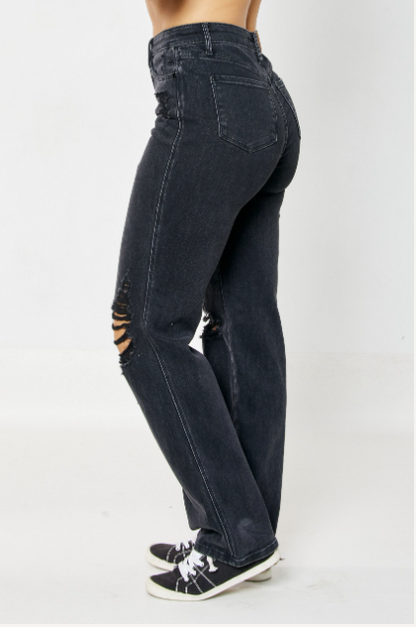 Magic Judy Blue Tummy Control Black 90s Straight Jeans