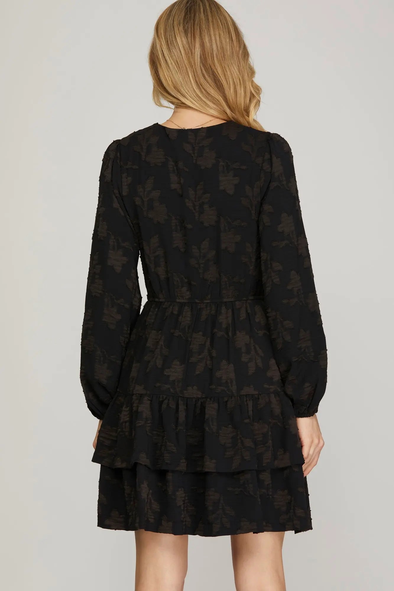 Rossa Embossed Black Dress