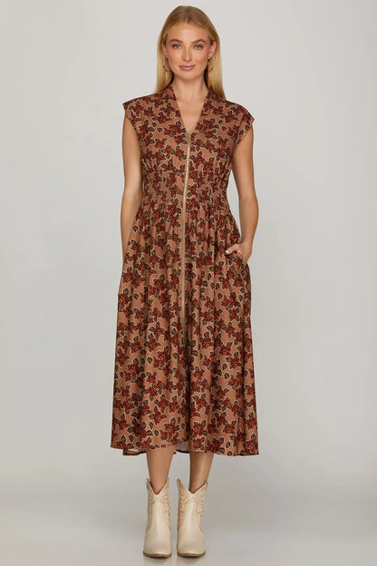 Perry Floral Zip Dusty Rose Dress