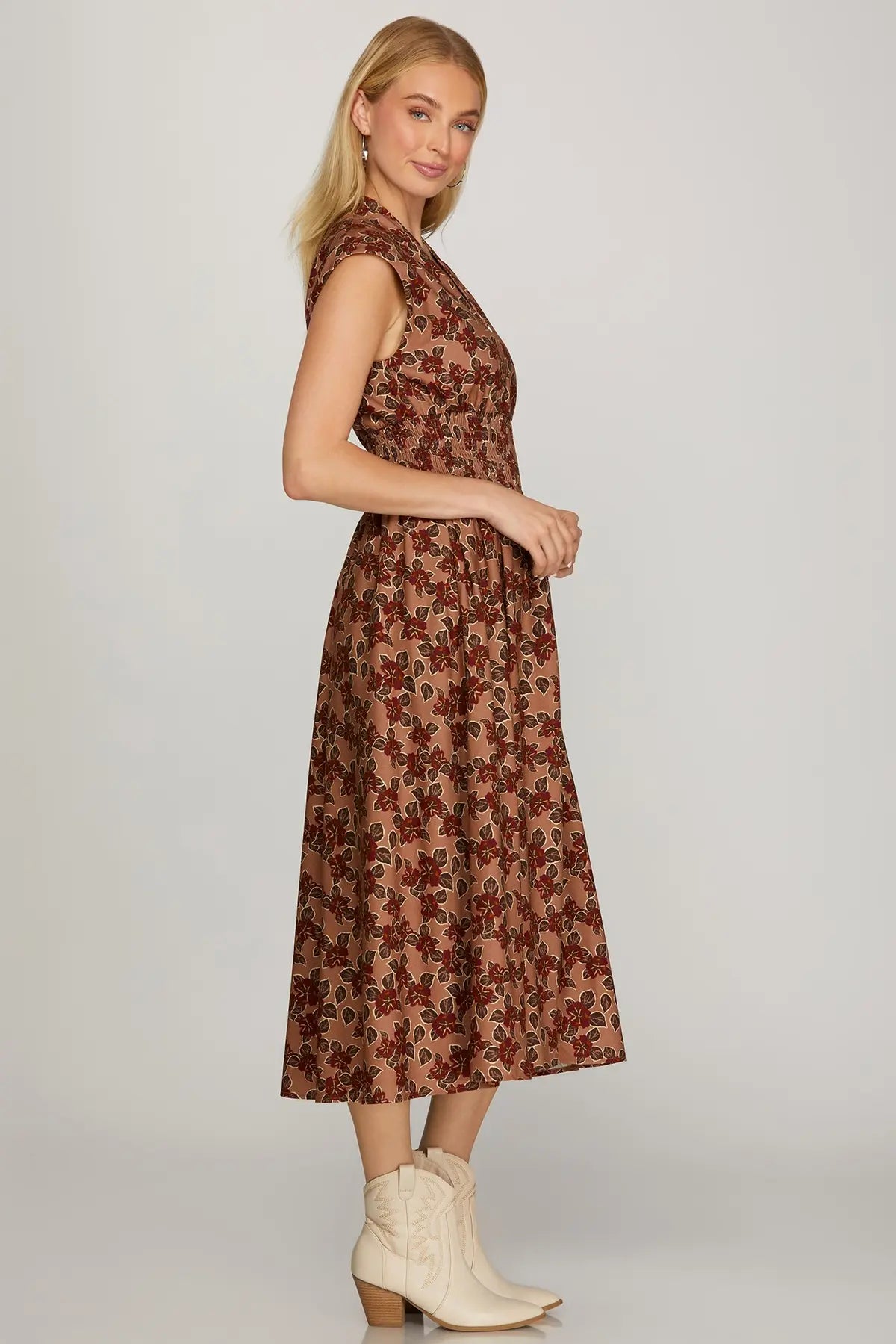 Perry Floral Zip Dusty Rose Dress