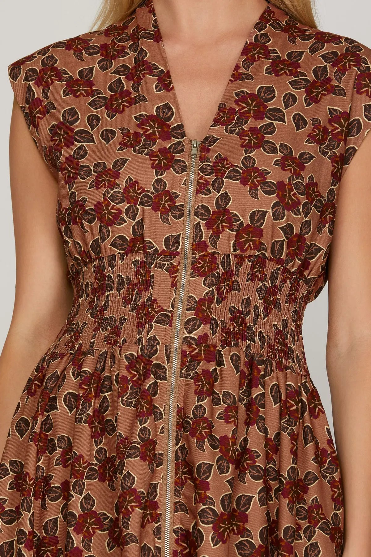 Perry Floral Zip Dusty Rose Dress