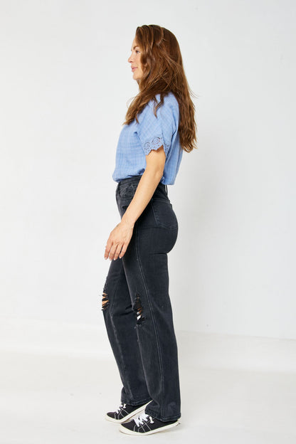 Magic Judy Blue Tummy Control Black 90s Straight Jeans