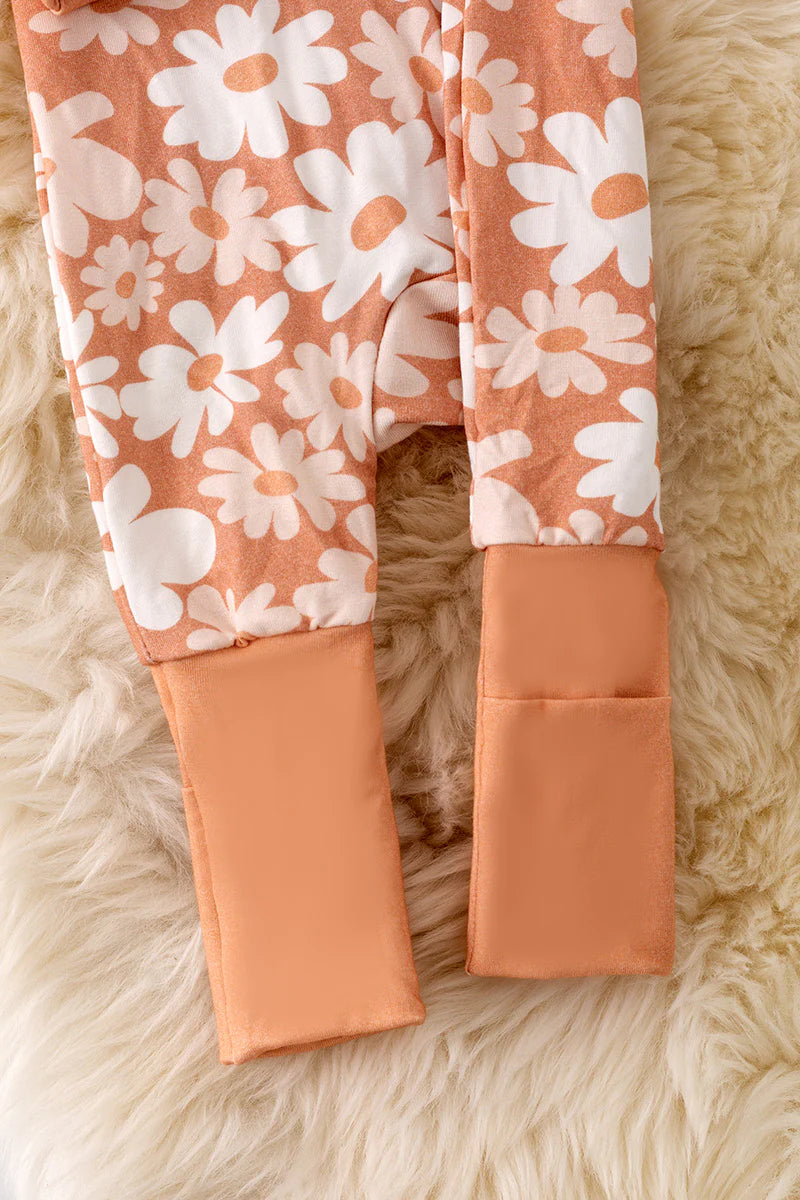 Baby Girls Bamboo Tan Daisy Sleeper