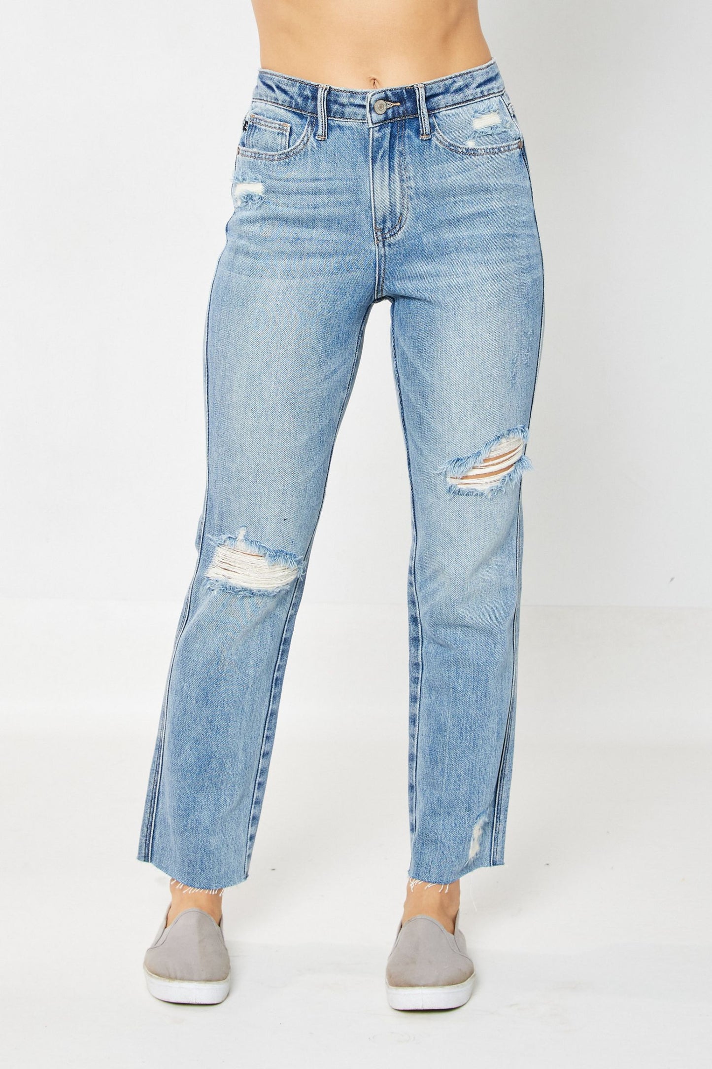 Magic Judy Blue Tummy Control MW Straight Jeans