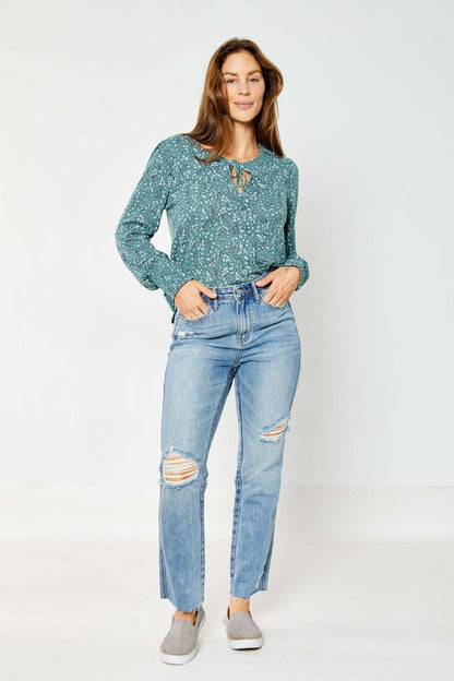 Magic Judy Blue Tummy Control MW Straight Jeans