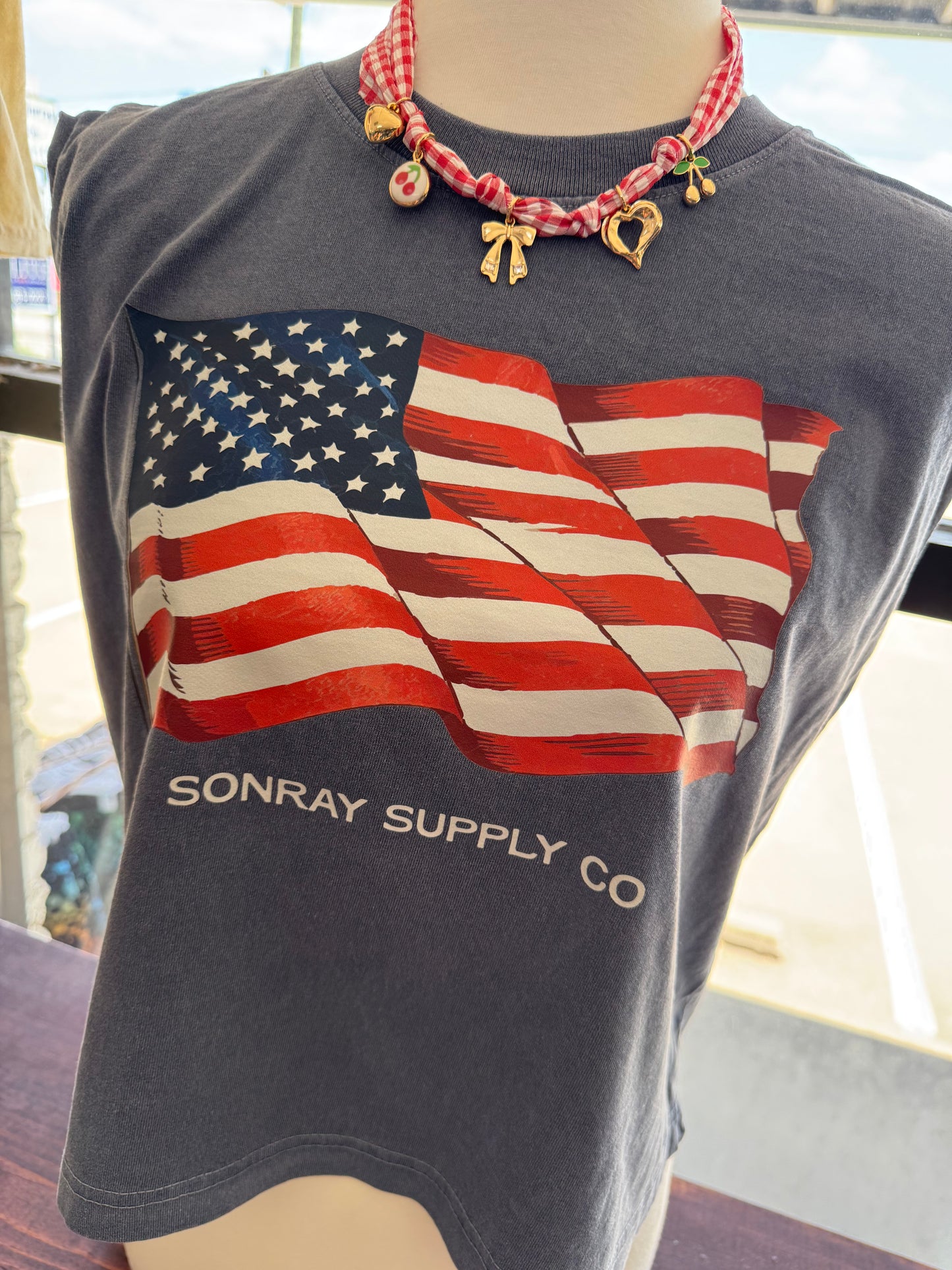 Sonray American Flag Muscle Boxy Tank