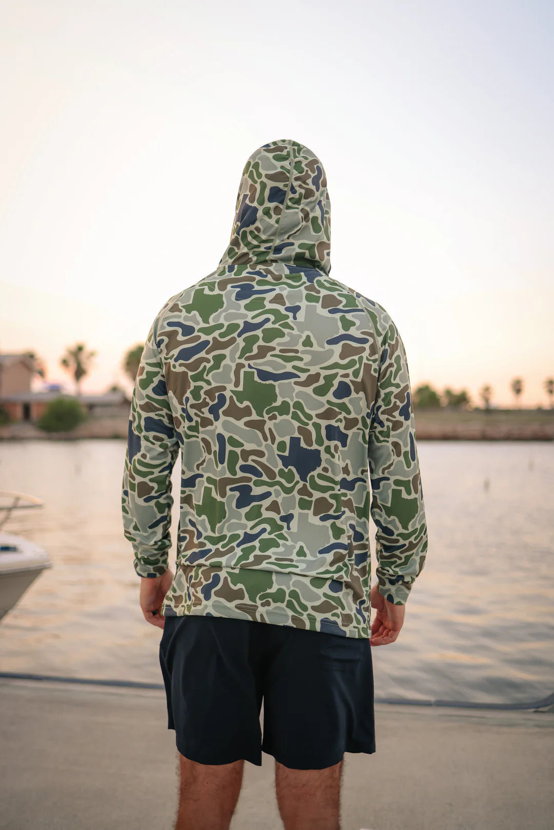 Mens Salt Water Soul TX Performance Green Camo Hoodie