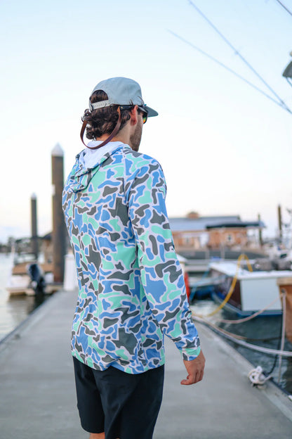 Mens Salt Water Soul TX Performance Coastal Camo Hoodie