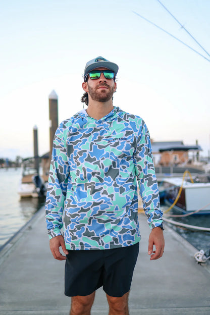 Mens Salt Water Soul TX Performance Coastal Camo Hoodie