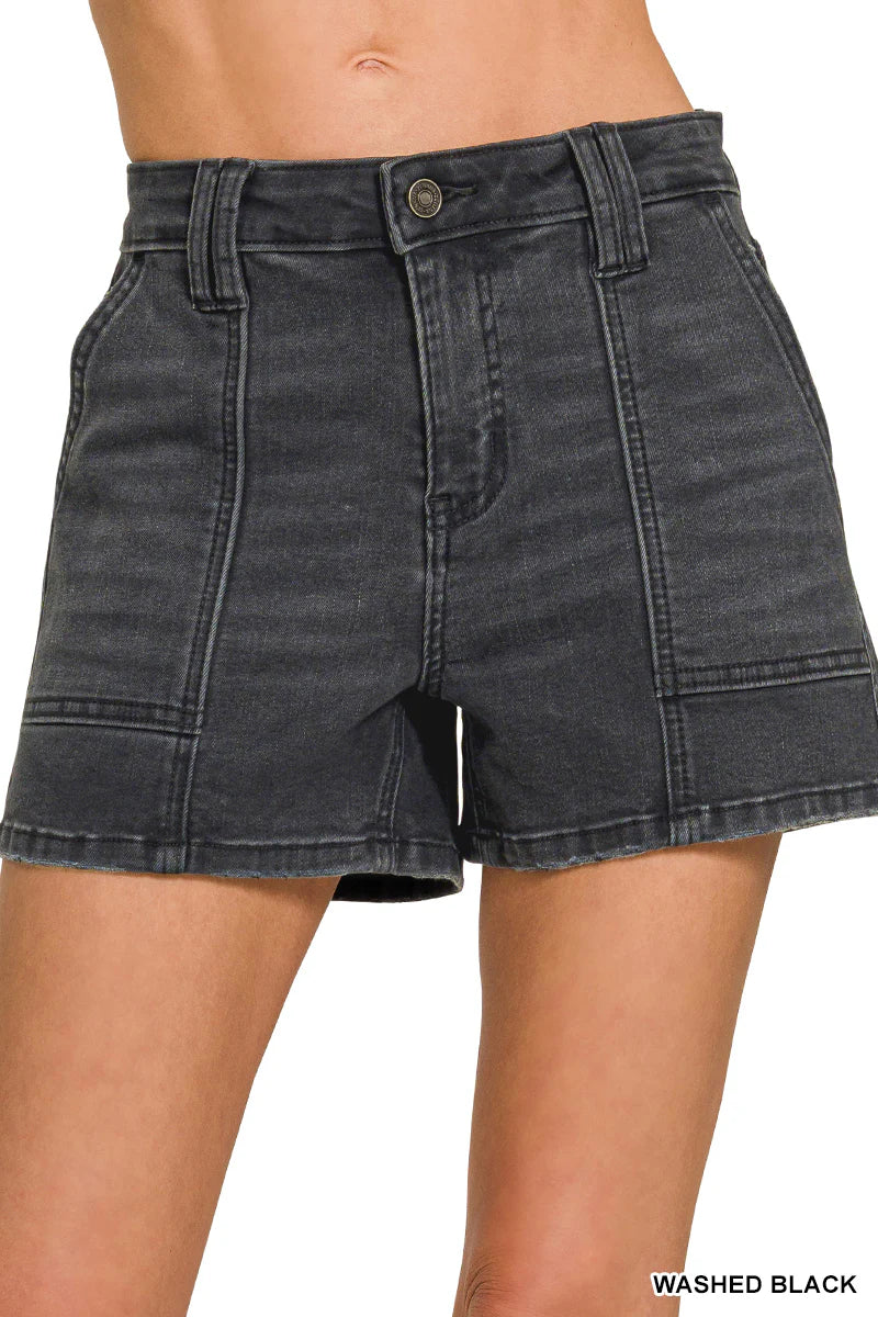Zenana Mirage Utility Black Shorts