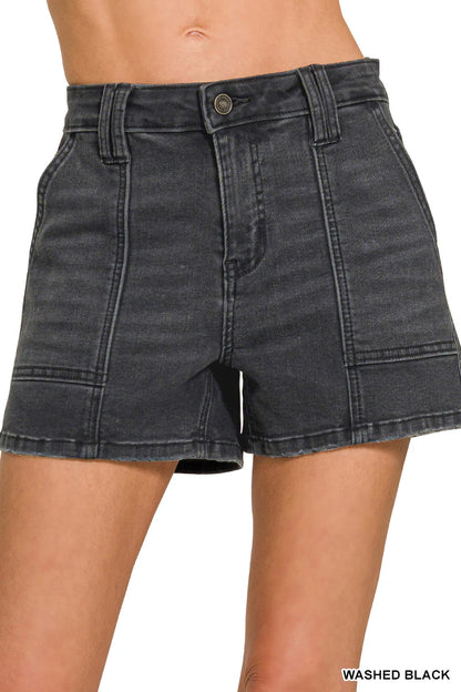 Zenana Mirage Utility Black Shorts