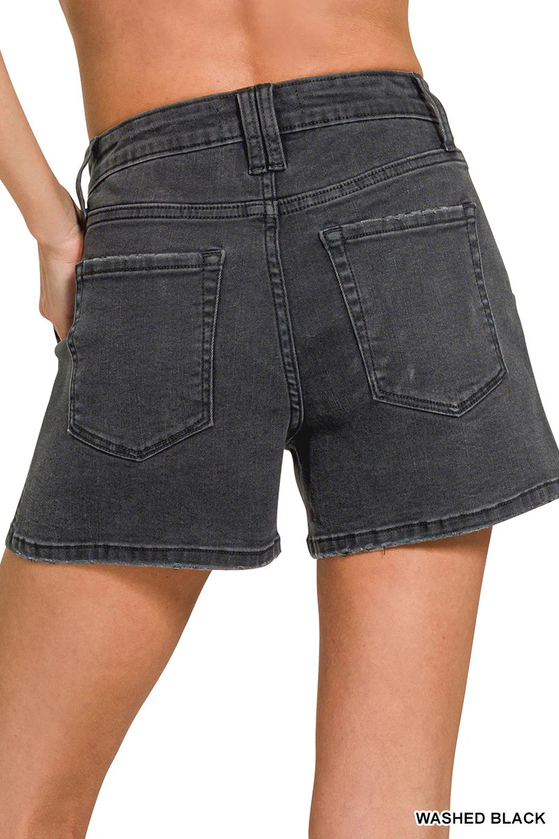 Zenana Mirage Utility Black Shorts