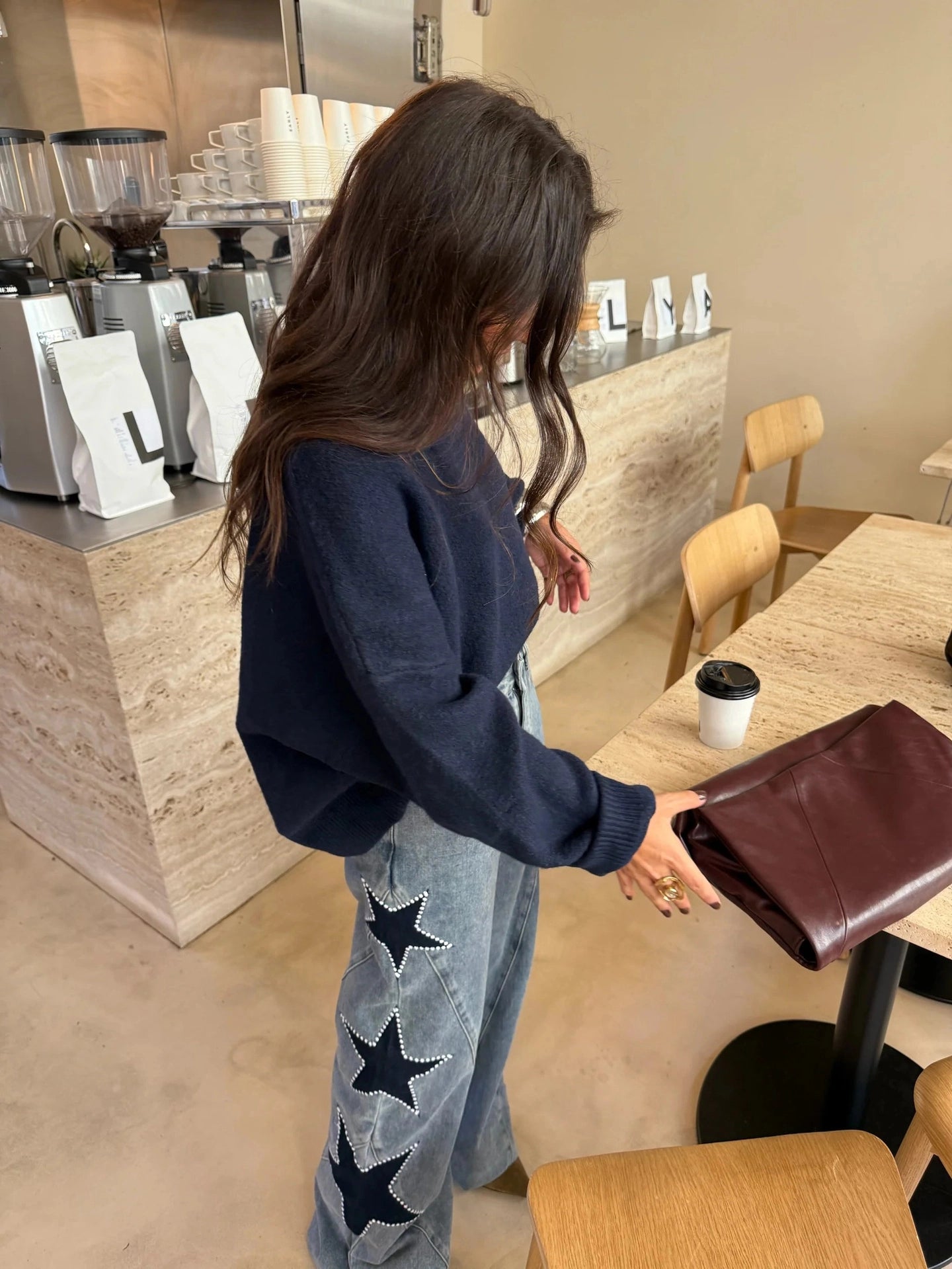Star Pearl Wide Leg Blue Jeans