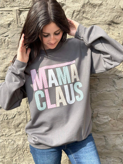 Checkered Mama Claus Sweatshirt (Size Small)