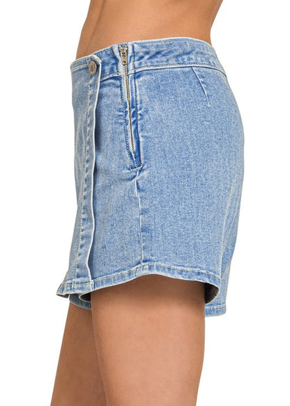 Zenana Wrap Blue Denim Skort